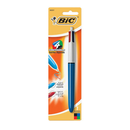 Bic 4-Color Retractable Ball Point Pen, Assorted Colors, 1 Ea